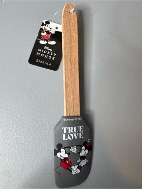 Disney Gray 'True Love' Mickey & Minnie Silicone Spatula w/ Wooden Handle hearts